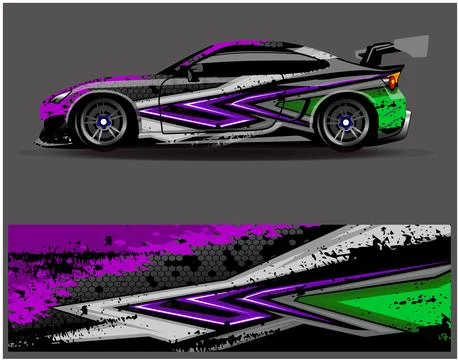 Car wrap design vector. Graphic abstract stripe racing background designs Stock Illustration