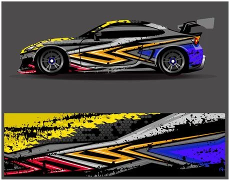 Car wrap design vector. Graphic abstract stripe racing background designs Stock Illustration