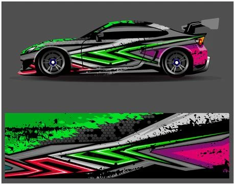 Car wrap design vector. Graphic abstract stripe racing background designs Stock Illustration