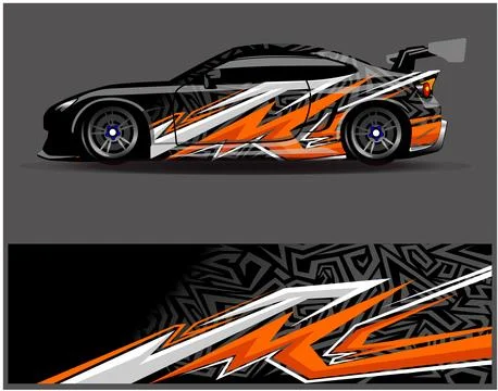 Car wrap design vector. Graphic abstract stripe racing background designs Stock Illustration