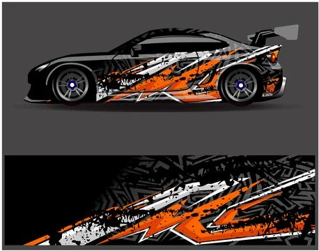 Car wrap design vector. Graphic abstract stripe racing background designs Stock Illustration