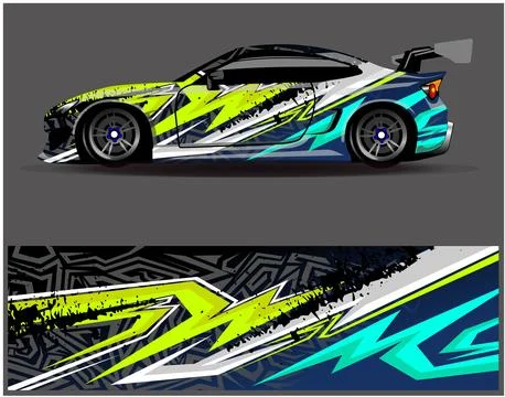 Car wrap design vector. Graphic abstract stripe racing background designs Stock Illustration