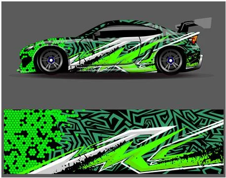 Car wrap design vector. Graphic abstract stripe racing background designs Stock Illustration
