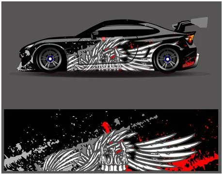 Car wrap design vector. Graphic abstract stripe racing background designs Stock Illustration
