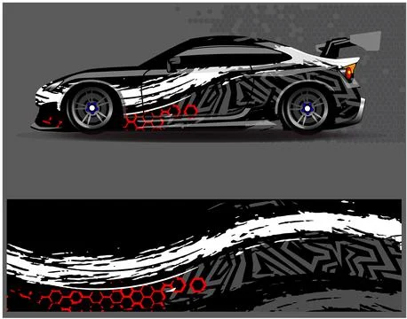Car wrap design vector. Graphic abstract stripe racing background designs Stock Illustration