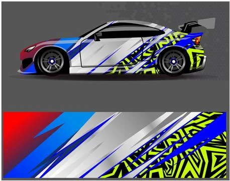 Car wrap design vector. Graphic abstract stripe racing background designs Illustrazione stock
