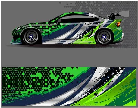 Car wrap design vector. Graphic abstract stripe racing background designs Stock Illustration