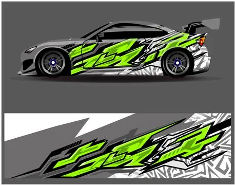 Car wrap design vector. Graphic abstract stripe racing background designs Illustrazione stock