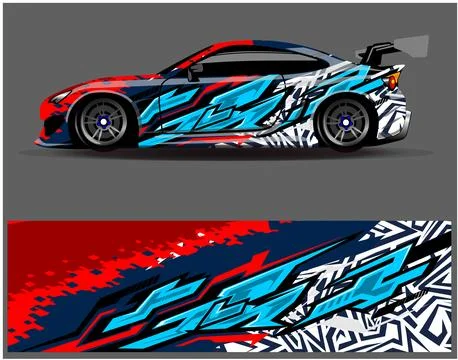 Car wrap design vector. Graphic abstract stripe racing background designs Stock Illustration