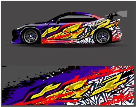 Car wrap design vector. Graphic abstract stripe racing background designs Illustrazione stock