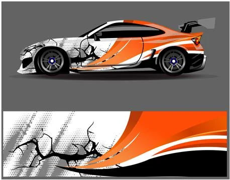Car wrap design vector. Graphic abstract stripe racing background designs Stock Illustration