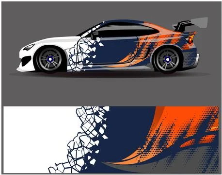 Car wrap design vector. Graphic abstract stripe racing background designs Stock Illustration
