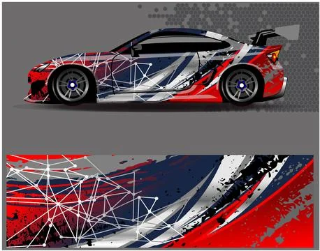Car wrap design vector. Graphic abstract stripe racing background designs Stock Illustration