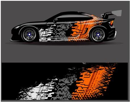 Car wrap design vector. Graphic abstract stripe racing background designs Stock Illustration