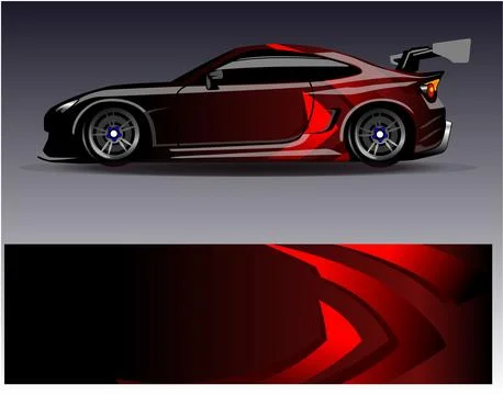 Car wrap design vector.Graphic abstract stripe racing background designs Stock Illustration