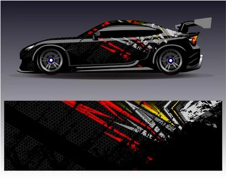 Car wrap design vector.Graphic abstract stripe racing background designs Stock Illustration