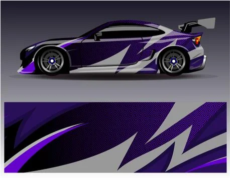 Car wrap design vector.Graphic abstract stripe racing background designs Illustrazione stock
