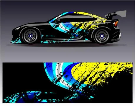 Car wrap design vector.Graphic abstract stripe racing background designs Illustrazione stock