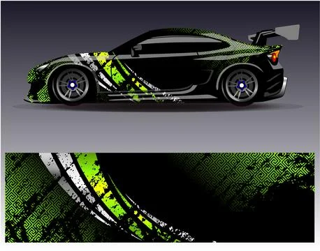 Car wrap design vector.Graphic abstract stripe racing background designs Stock Illustration