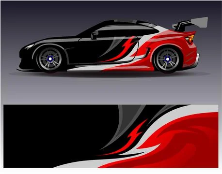 Car wrap design vector.Graphic abstract stripe racing background designs Stock Illustration
