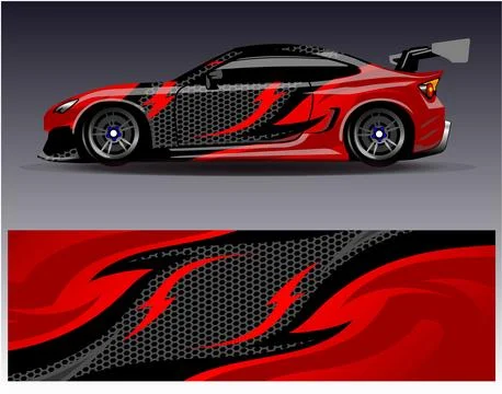 Car wrap design vector.Graphic abstract stripe racing background designs Stock Illustration