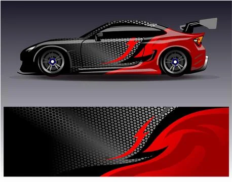 Car wrap design vector.Graphic abstract stripe racing background designs Stock Illustration