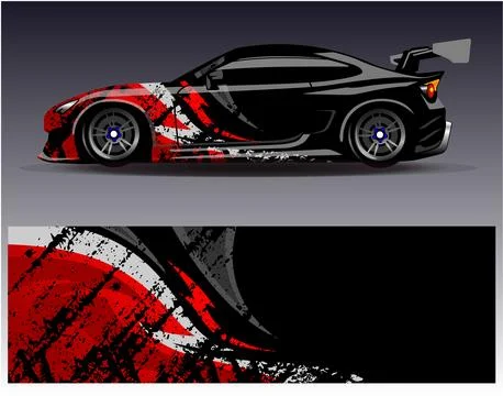 Car wrap design vector.Graphic abstract stripe racing background designs Stock Illustration