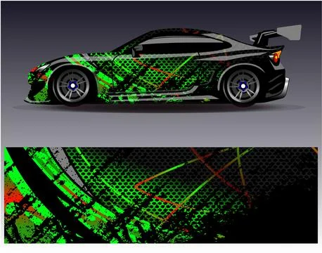 Car wrap design vector.Graphic abstract stripe racing background designs Illustrazione stock
