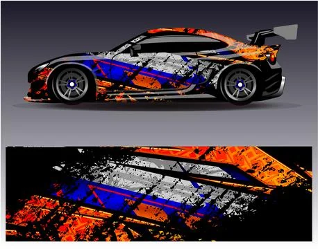 Car wrap design vector.Graphic abstract stripe racing background designs Stock Illustration
