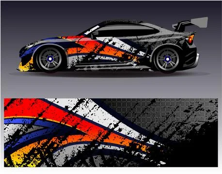 Car wrap design vector.Graphic abstract stripe racing background designs Stock Illustration
