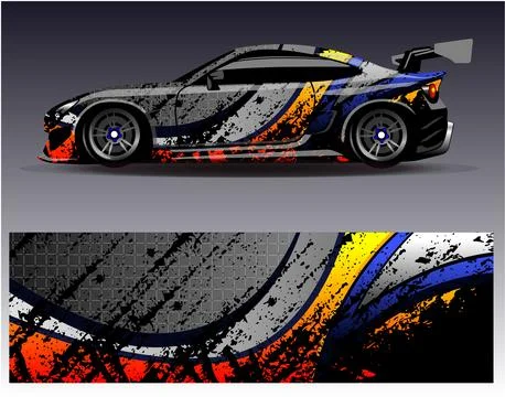 Car wrap design vector.Graphic abstract stripe racing background designs Illustrazione stock