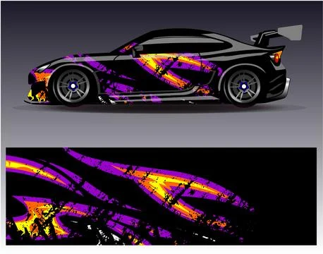 Car wrap design vector.Graphic abstract stripe racing background designs Stock Illustration