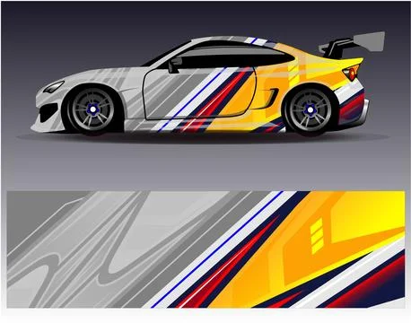 Car wrap design vector.Graphic abstract stripe racing background designs Stock Illustration