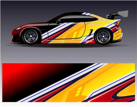 Car wrap design vector.Graphic abstract stripe racing background designs Stock Illustration