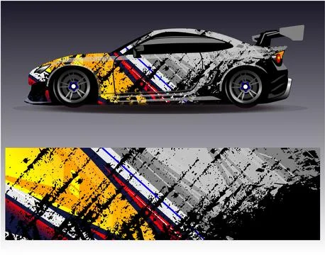 Car wrap design vector.Graphic abstract stripe racing background designs Stock Illustration