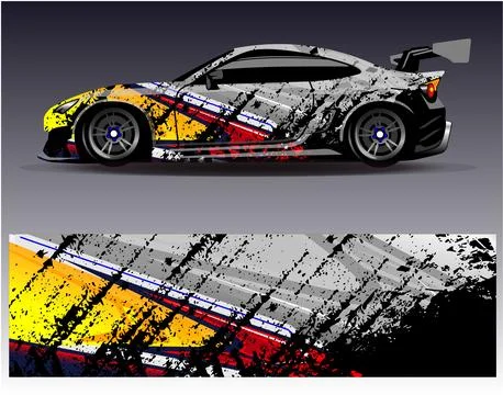 Car wrap design vector.Graphic abstract stripe racing background designs Stock Illustration