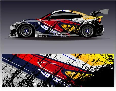 Car wrap design vector.Graphic abstract stripe racing background designs Illustrazione stock
