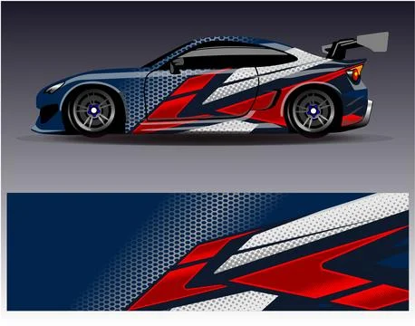 Car wrap design vector.Graphic abstract stripe racing background designs Illustrazione stock