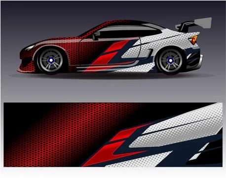 Car wrap design vector.Graphic abstract stripe racing background designs Illustrazione stock