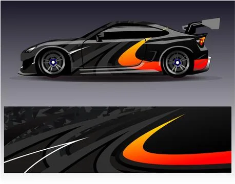 Car wrap design vector.Graphic abstract stripe racing background designs Stock Illustration