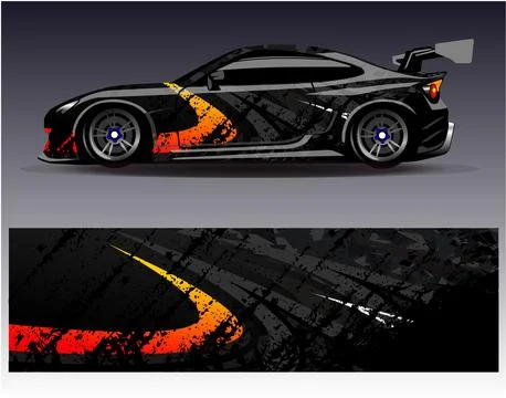 Car wrap design vector.Graphic abstract stripe racing background designs Stock Illustration