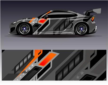 Car wrap design vector.Graphic abstract stripe racing background designs Stock Illustration