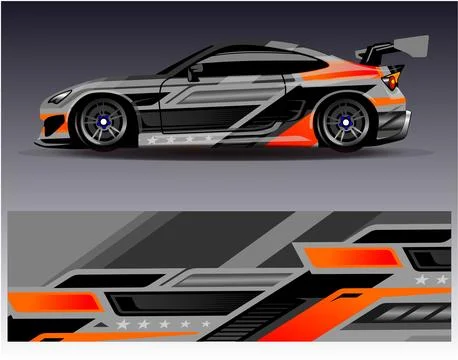 Car wrap design vector.Graphic abstract stripe racing background designs Stock Illustration