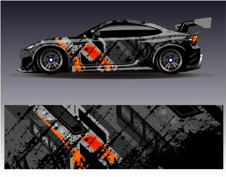 Car wrap design vector.Graphic abstract stripe racing background designs Stock Illustration