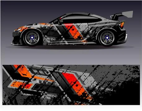 Car wrap design vector.Graphic abstract stripe racing background designs Stock Illustration