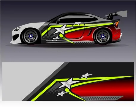 Car wrap design vector.Graphic abstract stripe racing background designs Stock Illustration