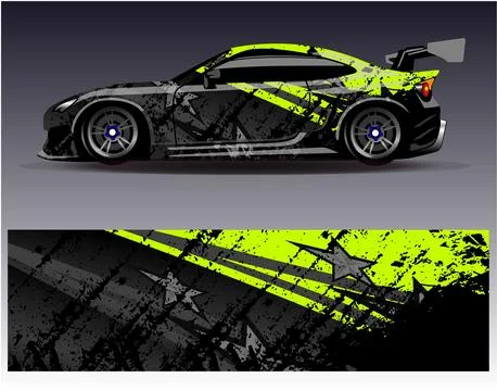Car wrap design vector.Graphic abstract stripe racing background designs Illustrazione stock