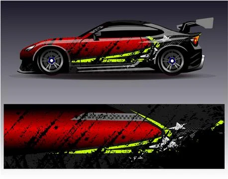 Car wrap design vector.Graphic abstract stripe racing background designs Stock Illustration