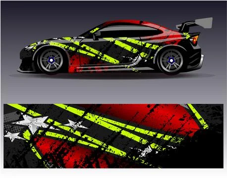 Car wrap design vector.Graphic abstract stripe racing background designs Stock Illustration