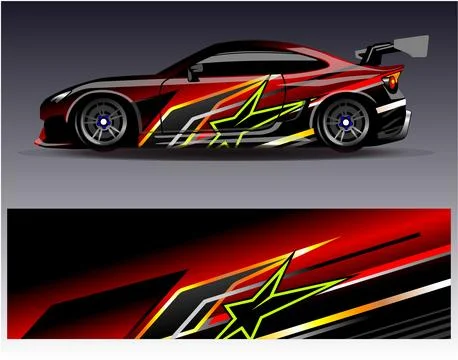 Car wrap design vector.Graphic abstract stripe racing background designs Stock Illustration